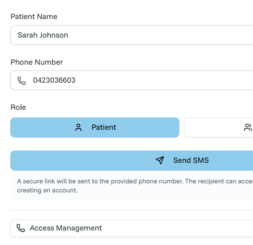 SMS sharing interface